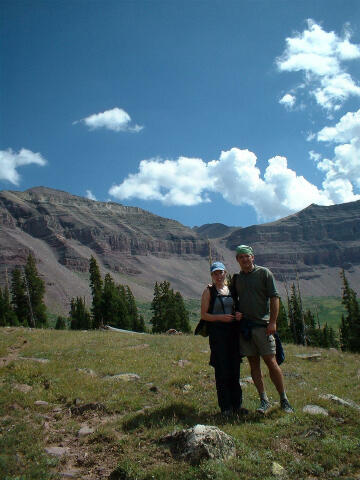 Aimee Faucheux & Todd Burrows with Kings Peak beyond.