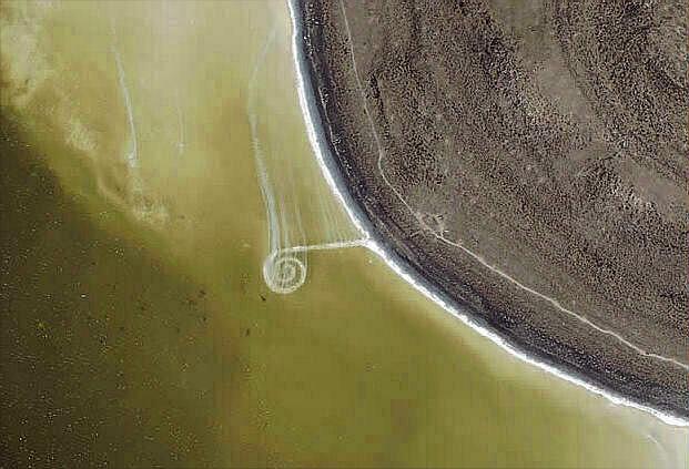 Spiral Jetty from the air on 9-14-2002